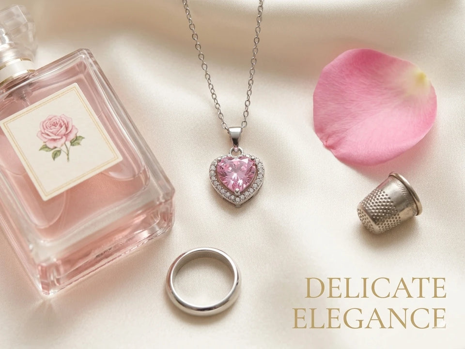 COLLIER COEUR SURELEVE ROSE